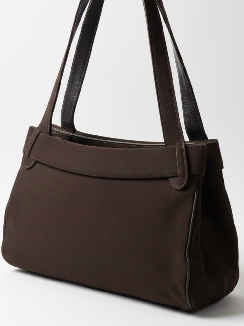 Vintage Palizzio Structured Handbag-Rich Brown Suede with Gold-Tone Clasp